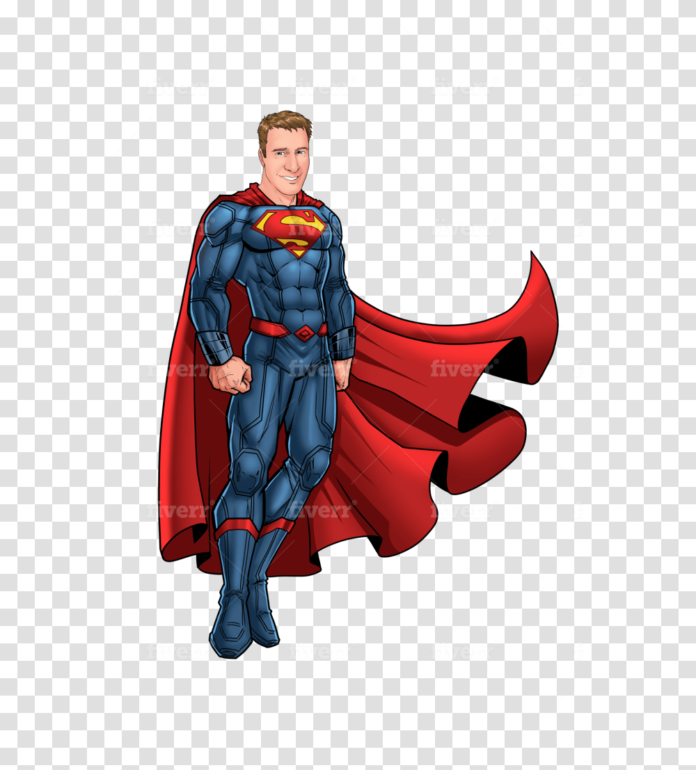 Draw You As A Marvel Or Dc Comics Super Hero Superman, Clothing, Apparel, Person, Human Transparent Png