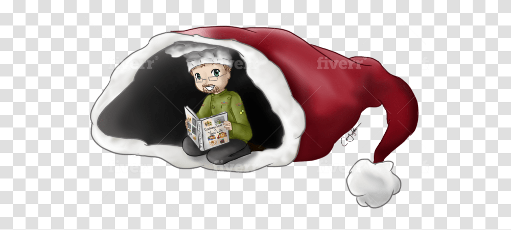 Draw You In A Giant Santa Hat Cartoon, Helmet, Clothing, Text, Bag Transparent Png