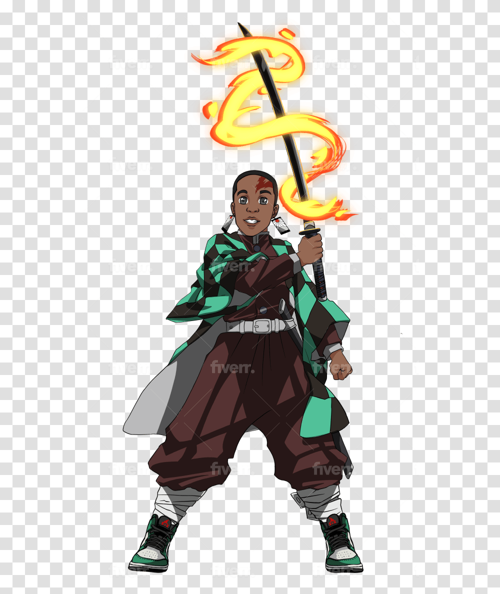 Draw You In Dragon Ball Z Style Or Any Other Anime Tanjiro Cazador De Demonios, Person, Human, Book, Poster Transparent Png