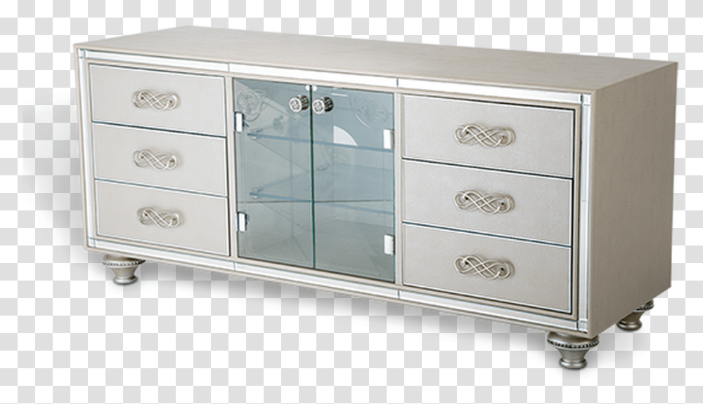 Drawers 2 Glass Doors Crystal Accents Champagne Console Cabinetry, Furniture, Sideboard, Dresser, Microwave Transparent Png