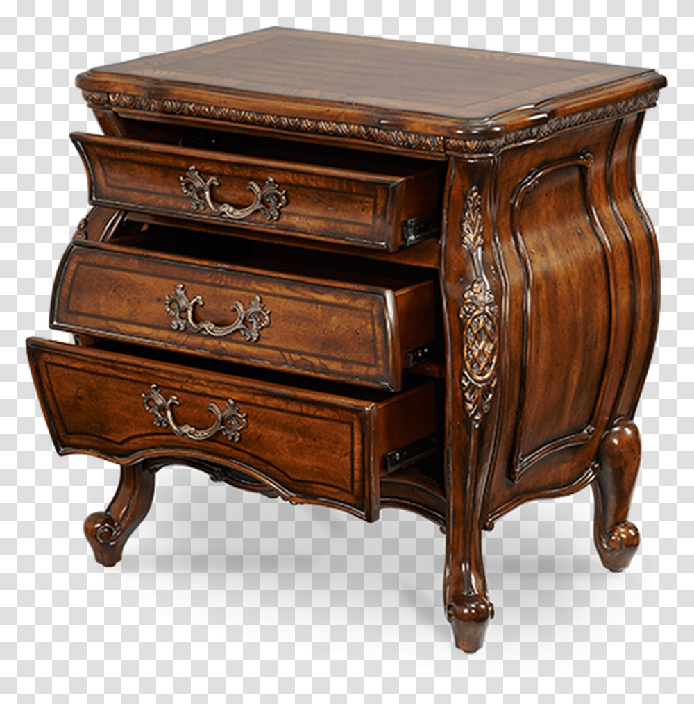 Drawers Carved Wood Frame Melange Finish Nightstand Chest Of Drawers, Sideboard, Furniture, Table, Cabinet Transparent Png