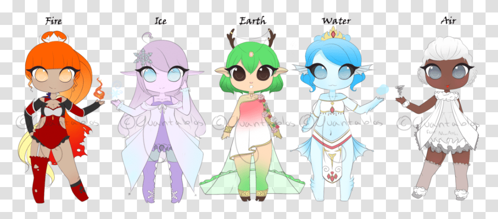 Drawing Air Elements Fire Water Earth Air Ice, Person, Comics, Book, Doll Transparent Png
