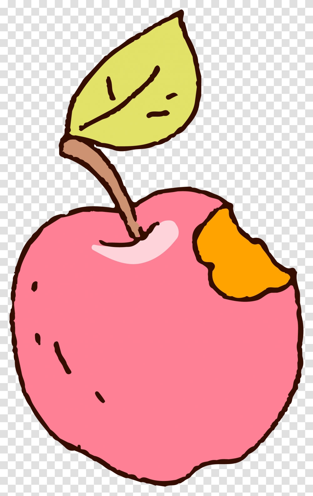 Drawing Apple Bite Pink Apple Drawing, Plant, Fruit, Food, Peel Transparent Png