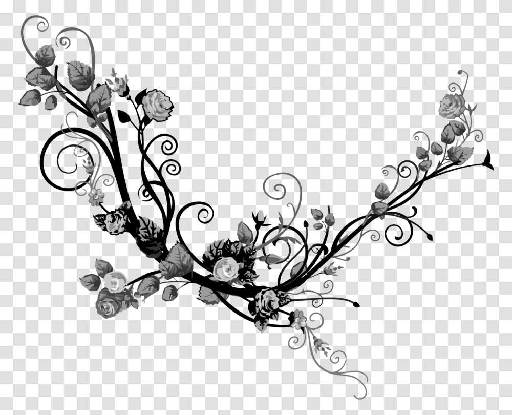 Drawing Black And White Flower Floral Design, Pattern Transparent Png