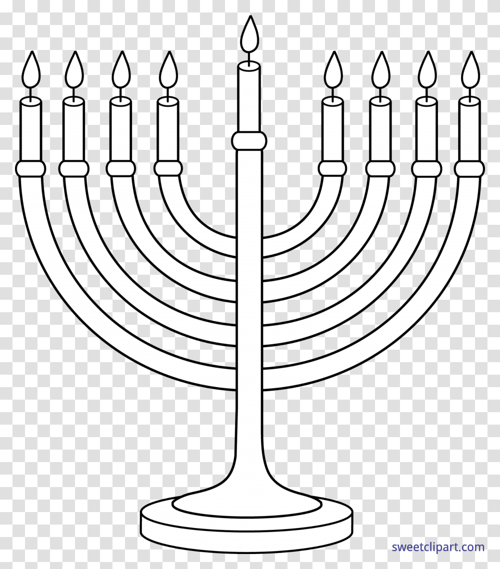 Drawing Candle Menorah Menorah Clipart Black And White, Lamp, Chandelier, Crystal Transparent Png