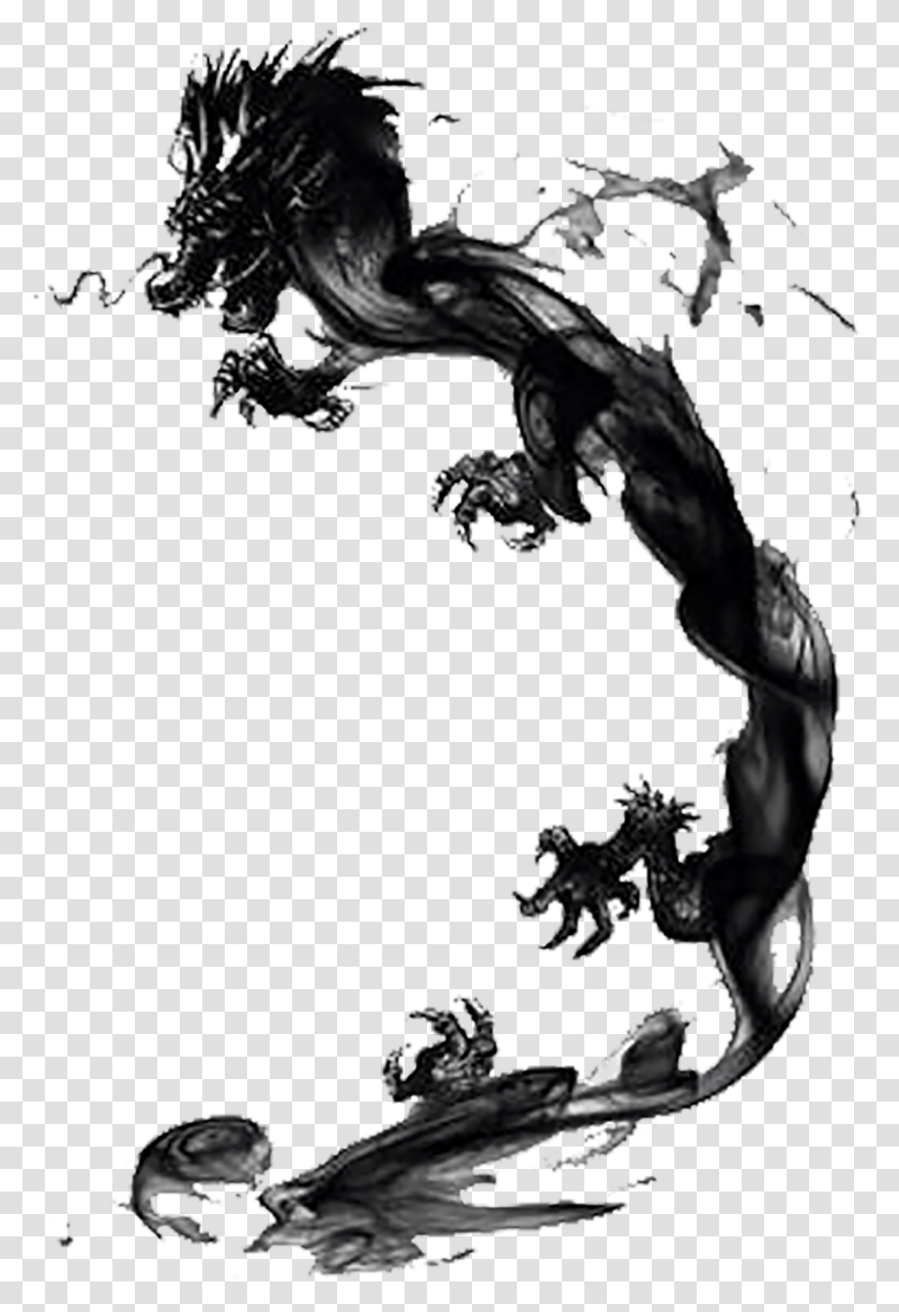 Drawing Chinese Black And White Black Ink Chinese Dragon Chinese Dragon Drawing Ink, Person, Human, Art Transparent Png