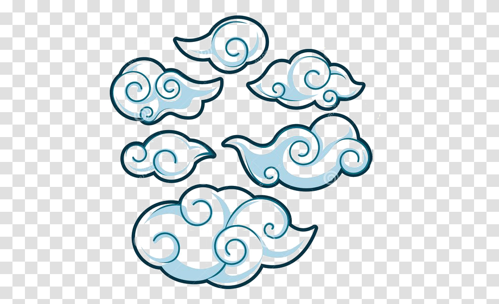 Drawing Chinese Cloud Japanese Style Clouds, Graphics, Art, Doodle, Floral Design Transparent Png