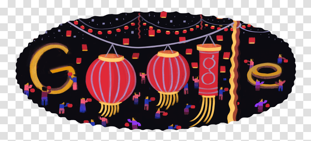 Drawing Chinese Lantern Festival Google, Lamp, Crowd, Tree, Plant Transparent Png
