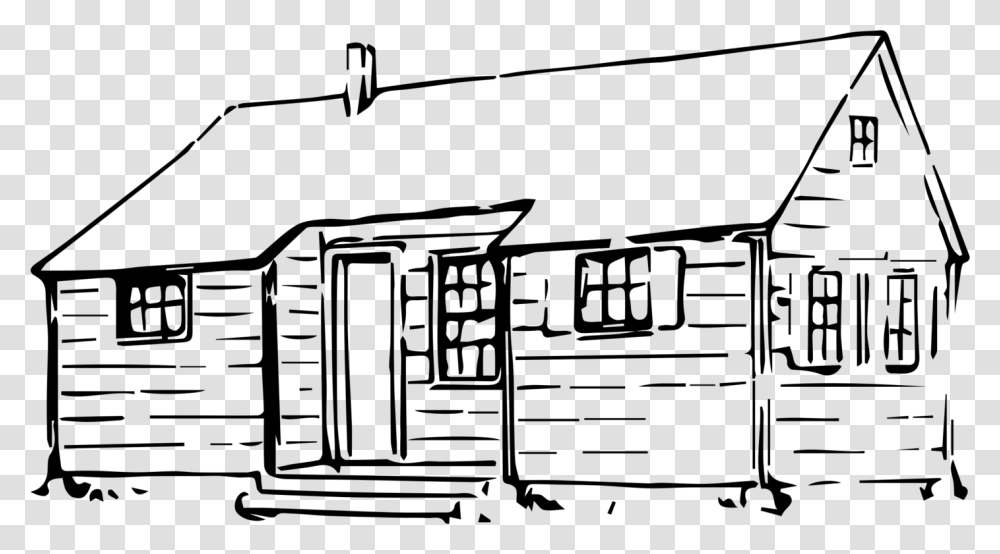 Drawing Cottage Log Cabin House Line Art, Gray, World Of Warcraft Transparent Png