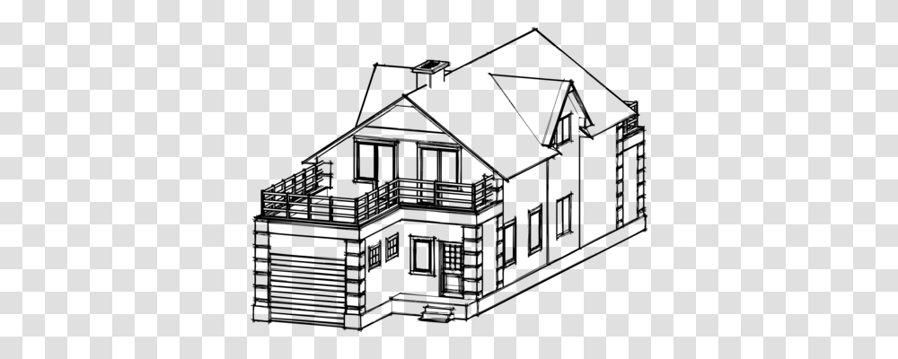 Drawing Cottage Log Cabin House Line Art, Gray, World Of Warcraft Transparent Png