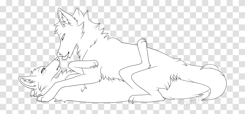 Drawing Couples Art Wolf Couple Lineart, Horse, Mammal, Animal, Person Transparent Png
