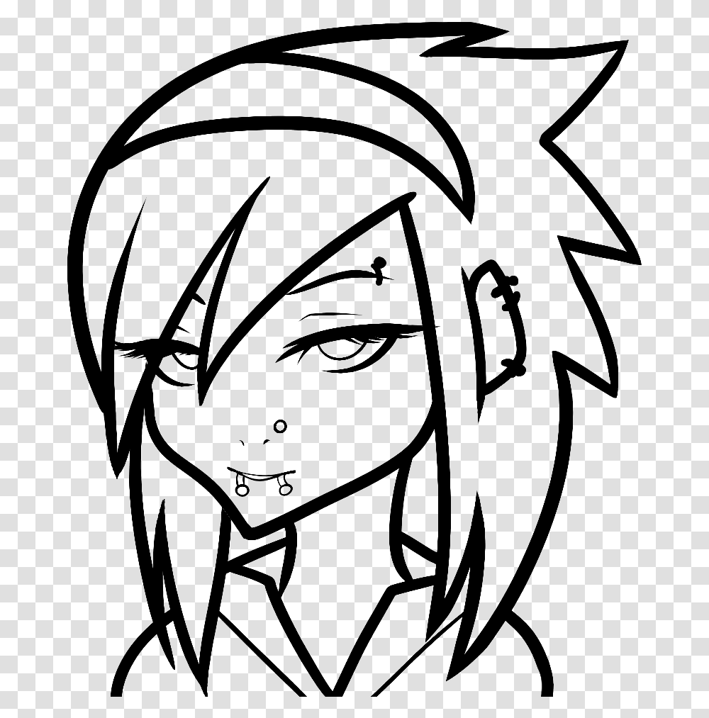 Drawing Cutting Emo Easy Emo Girl Drawing, Sketch, Stencil, Comics Transparent Png