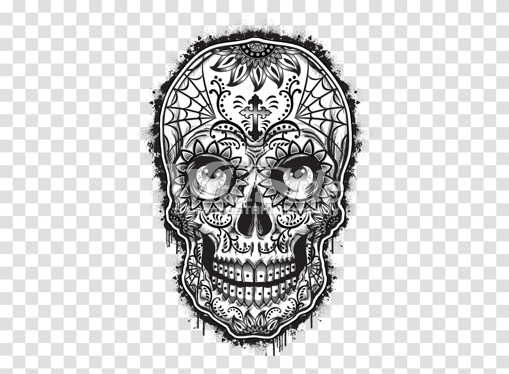 Drawing Detail Sugar Skull Dia De Los Muertos Sugar Skull Drawing, Doodle, Face Transparent Png