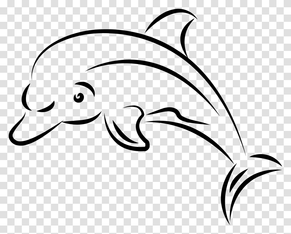 Drawing Dolphin Silhouette Clip Art Dolphin Clipart Black And White, Cross, Stencil, Sport Transparent Png