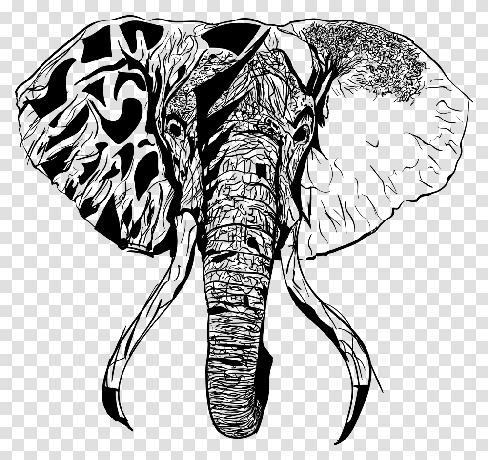 Drawing Elephants Head Elephant Sketch, Gray, World Of Warcraft Transparent Png