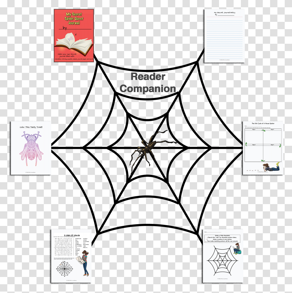 Drawing Entry Journal Outline Of A Spider Web, Person, QR Code, Paper Transparent Png
