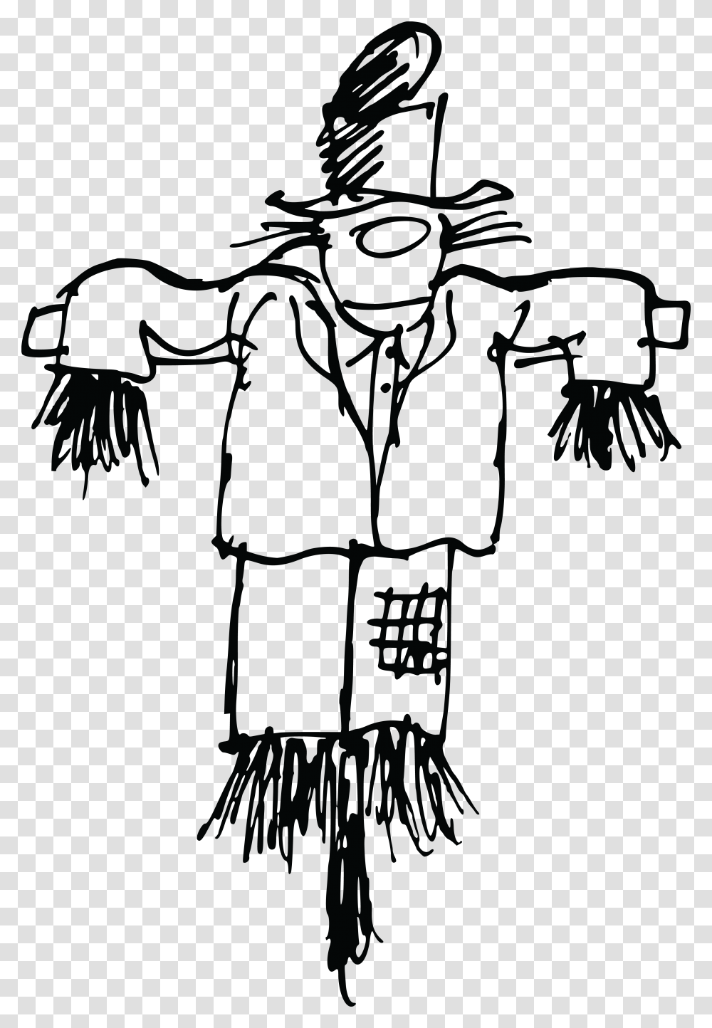 Drawing Farmer Scarecrow Scarecrow Clipart Black And White, Sleeve, Long Sleeve Transparent Png