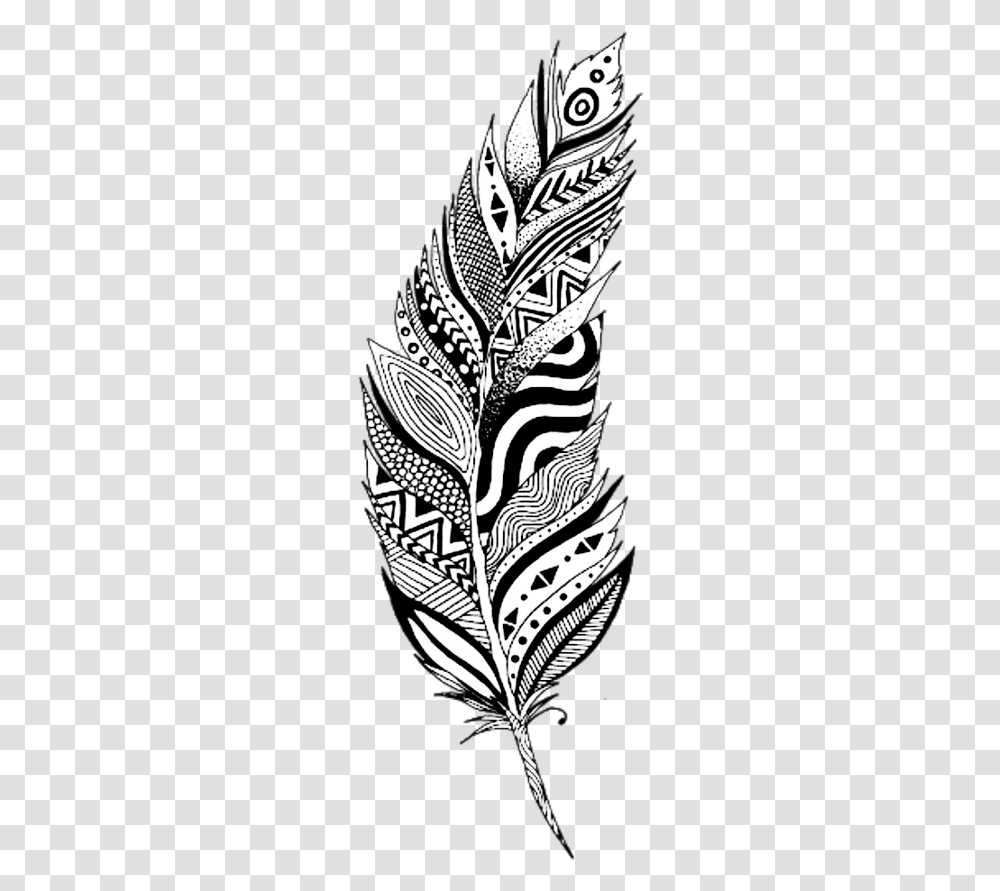 Drawing Feather Boho Clipart Free Download Black And White Feather Clip Art, Doodle, Pattern, Paisley, Modern Art Transparent Png