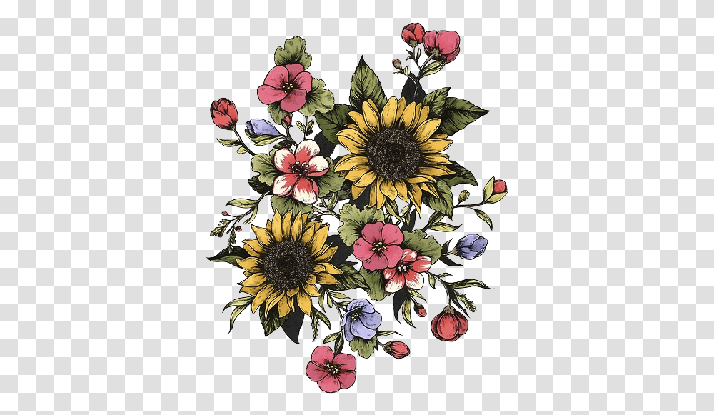 Drawing Floral Design Common Sunflower Daisy Flower Bouquet Drawing, Pattern, Graphics, Art, Plant Transparent Png