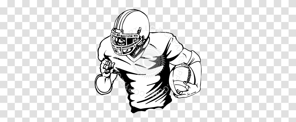 Drawing Football Players American Football Clip Art Black And White, Clothing, Helmet, Person, People Transparent Png