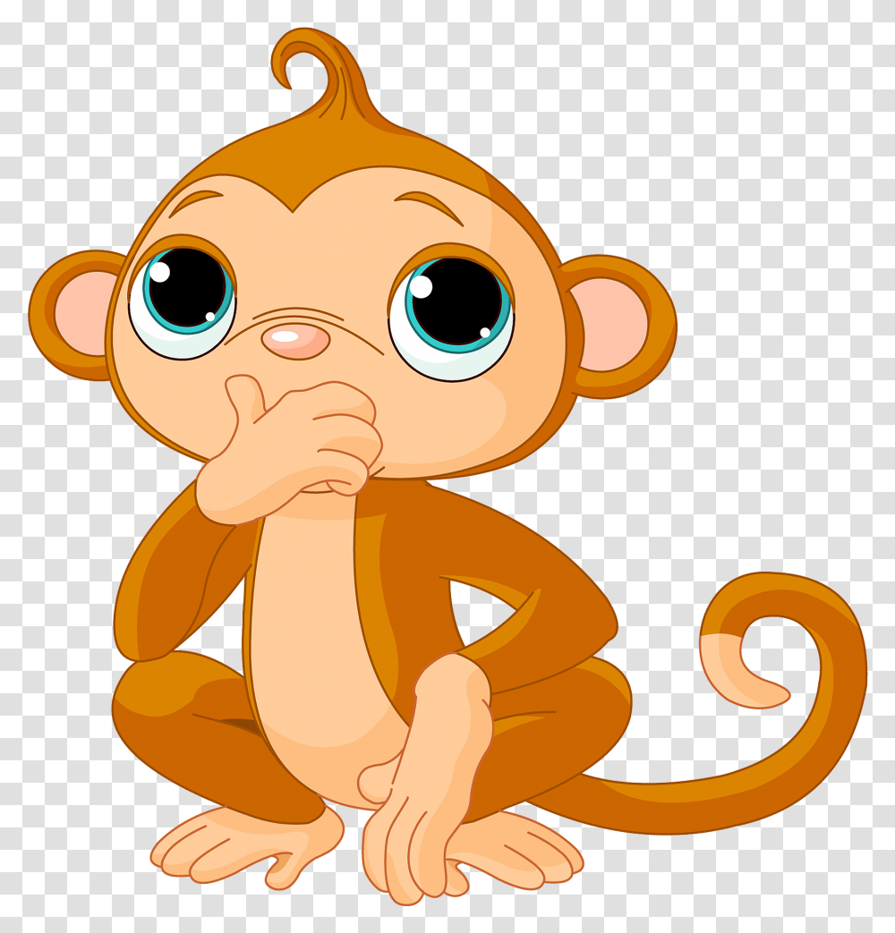 Drawing Free Content Clip Art Thinking Little Monkey Clip Art, Animal, Cupid, Amphibian, Wildlife Transparent Png
