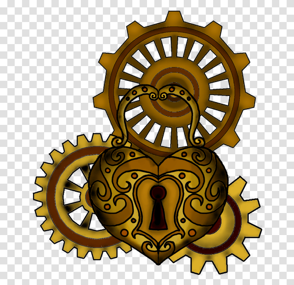Drawing Gear Steampunk Design Certified Climate Neutral, Emblem, Machine, Bronze Transparent Png