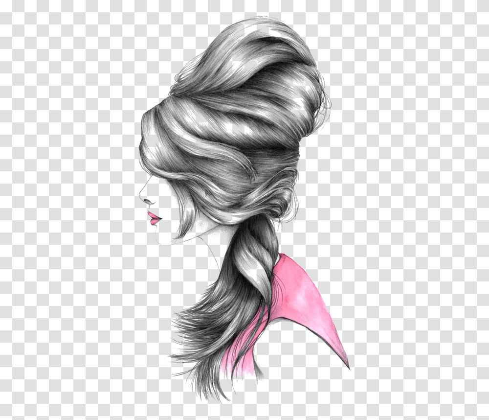 Drawing Hairstyle Fashion Illustration Illustration Unsaid Words 4 Instagram, Person, Human, Ponytail, Braid Transparent Png