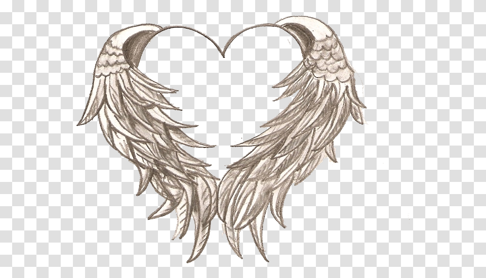 Drawing Heart Angel Tattoo Coloring Book Angel Wings Tattoo With Halo, Bird, Animal, Chicken Transparent Png