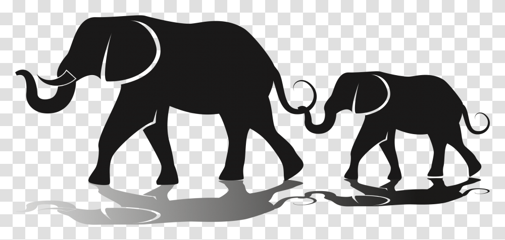 Drawing Hole Elephant Elephant Family Clip Art, Mammal, Animal, Wildlife, Silhouette Transparent Png
