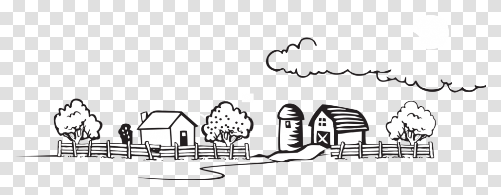 Drawing House Farmer Farm Clipart Black And White, Crowd Transparent Png