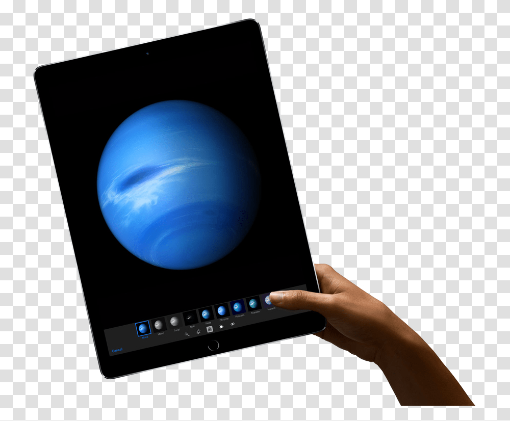 Drawing Ipad Hand Holding Ipad Pro 12.9, Person, Sphere, Astronomy, Outer Space Transparent Png