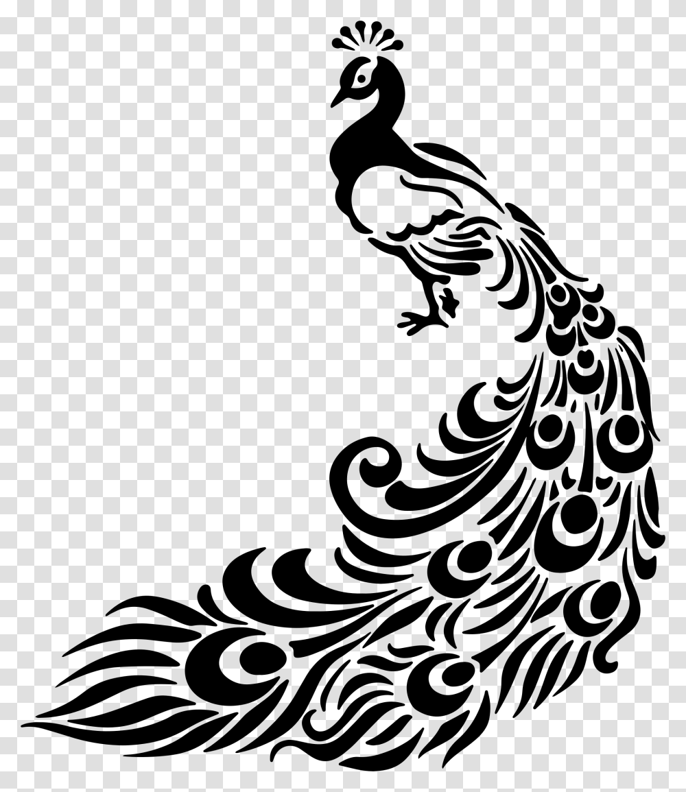 Drawing Line Art Peafowl Clip Art Black And White Peacock Art, Gray, World Of Warcraft Transparent Png
