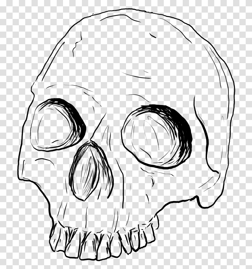 Drawing Medium Skull Skull Sketch, Helmet, Apparel Transparent Png