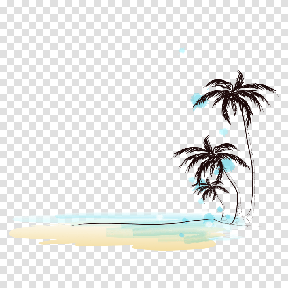 Drawing Of Beach With Coconut Trees Image Purepng Coconut Tree Beach, Art, Plant, Graphics, Text Transparent Png