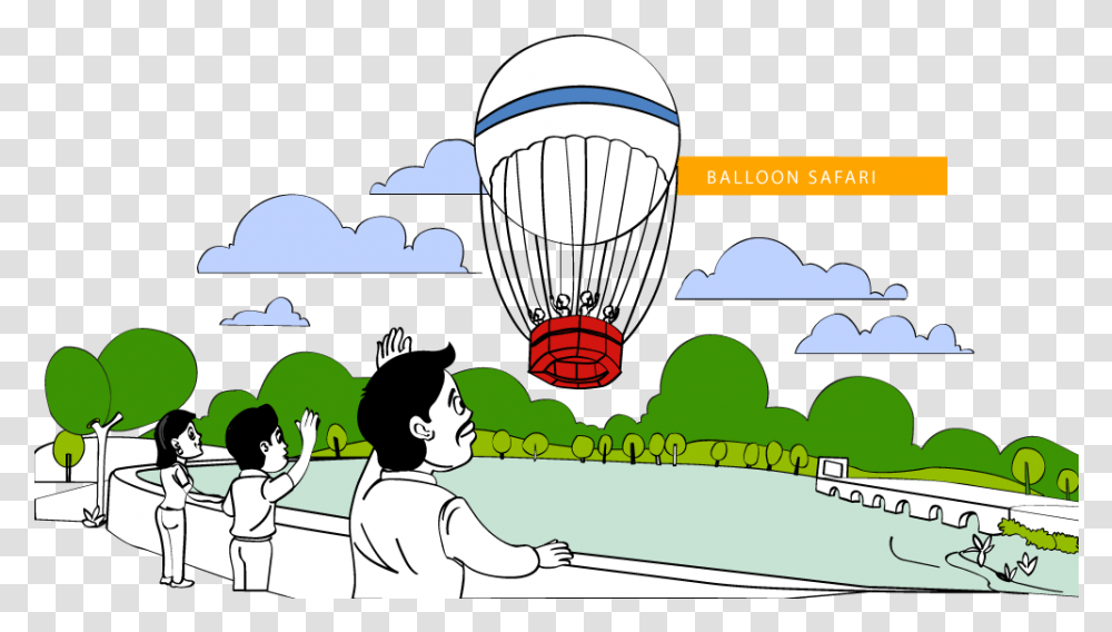 Drawing Of Kankaria Lake, Transportation, Vehicle, Aircraft, Hot Air Balloon Transparent Png