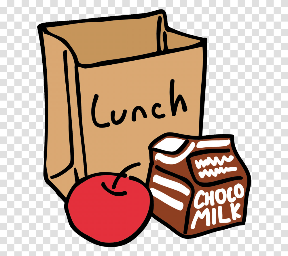 Drawing Of Lunch Bag With An Apple And Chocolate Milk Drawing Of Lunch, Label, Food, Shopping Bag Transparent Png