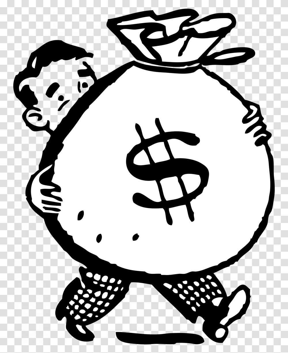 Drawing Of Money Tree Easy Bag Falling Free Pages Money Clipart Black And White, Stencil, Person, Human Transparent Png
