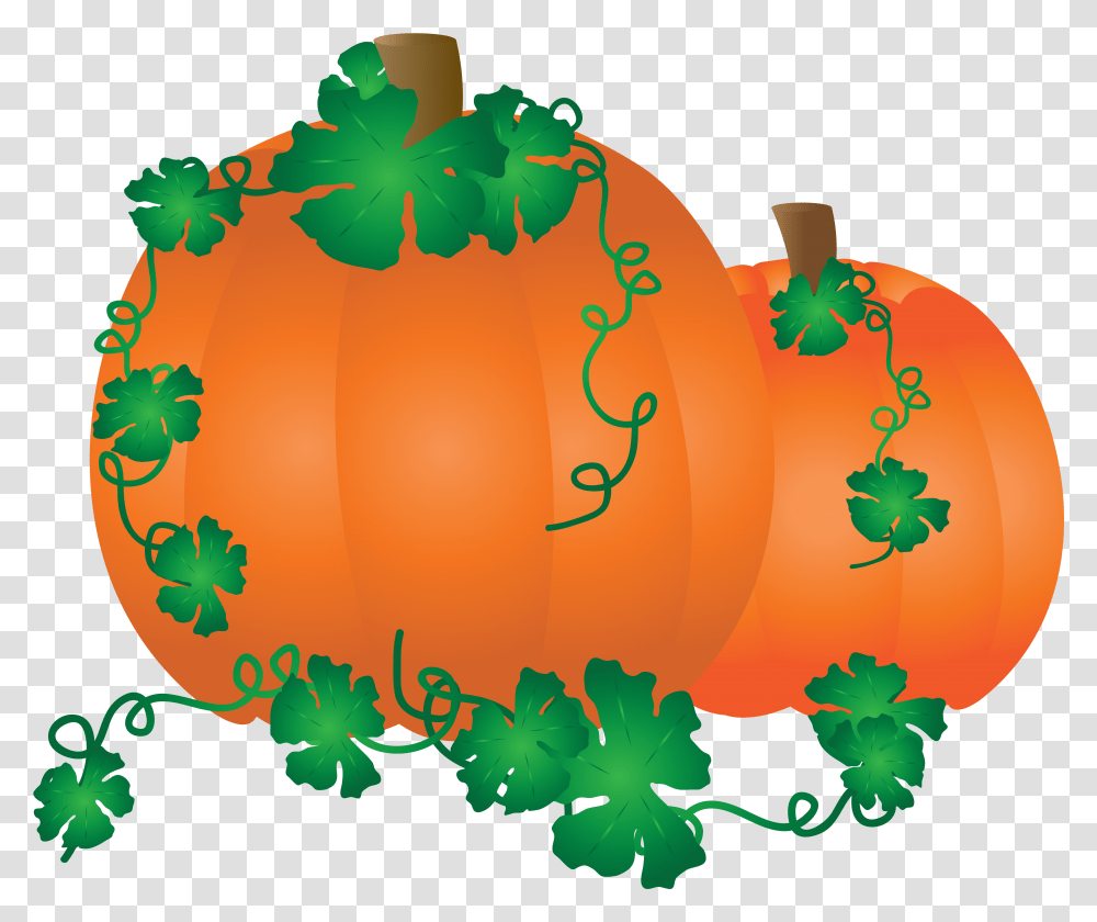 Drawing Of Orange Pumpkin With Green Leaves Download Calabaza Con Hojas, Birthday Cake, Dessert Transparent Png