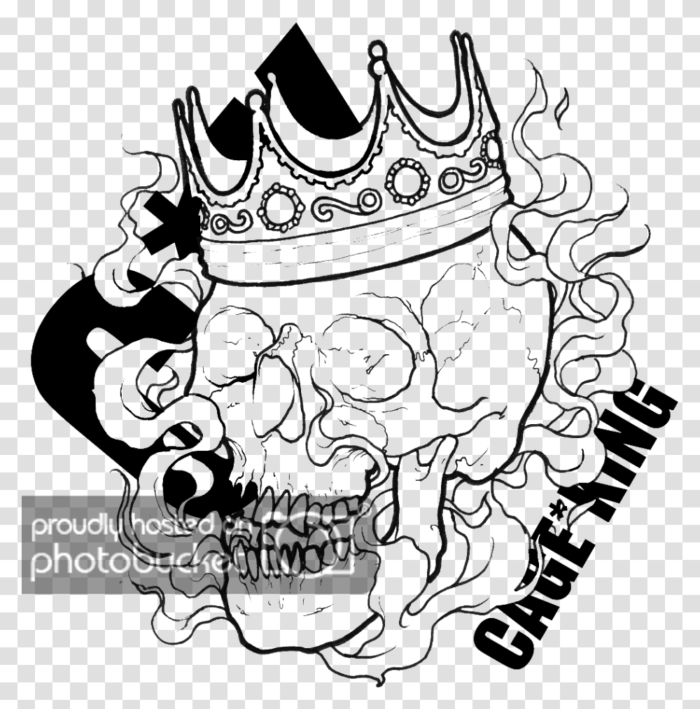 Drawing Of Skulls With Crown Skull With A Crown Drawing, Pottery, Floral Design Transparent Png