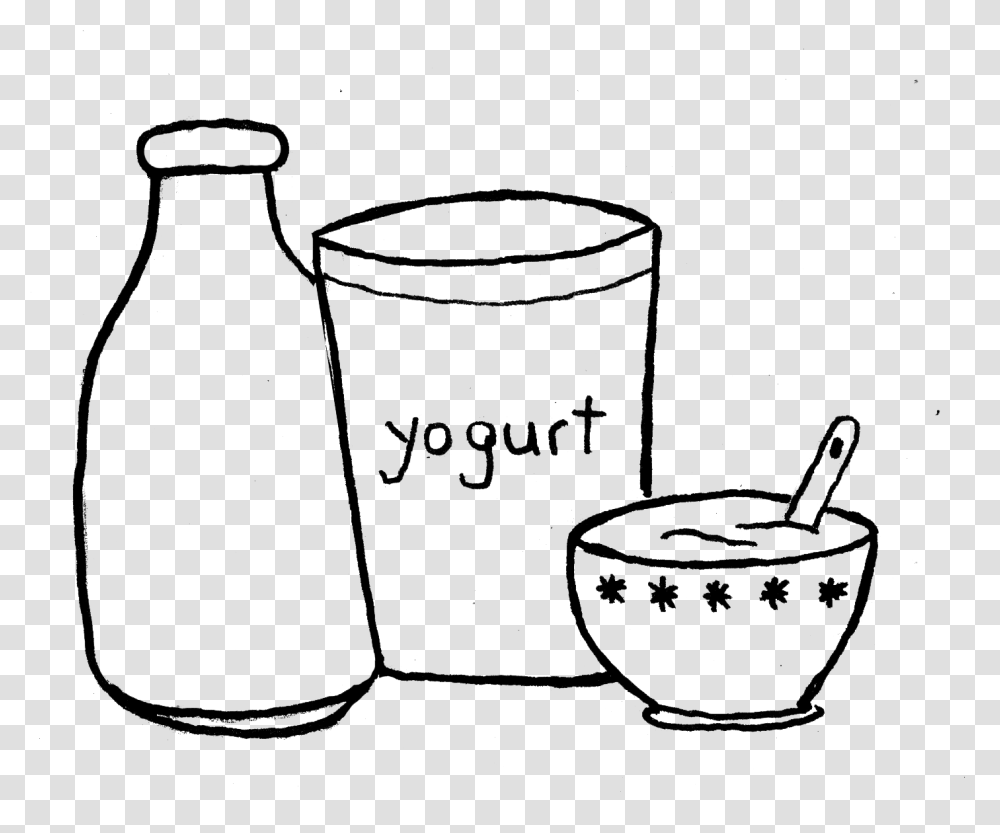 Drawing Of Yoghurt Bowl And Milk, Cup, Jug, Coffee Cup, Cylinder Transparent Png