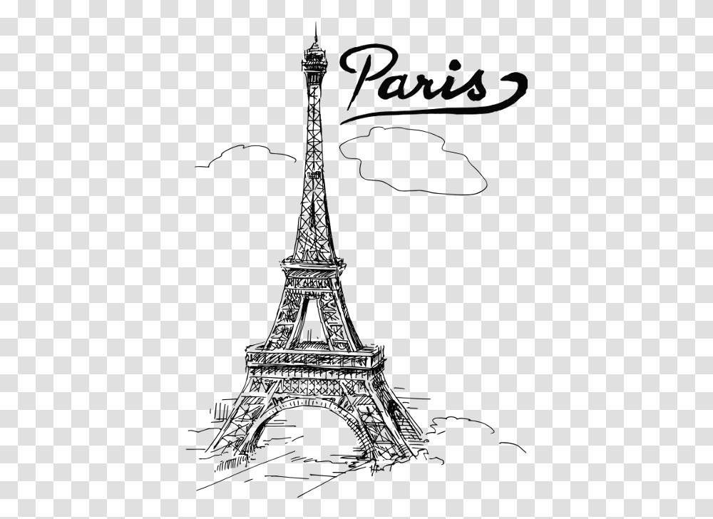 Drawing Paris Eiffel Tower Art Clipart Download, Spire, Architecture, Building, Steeple Transparent Png