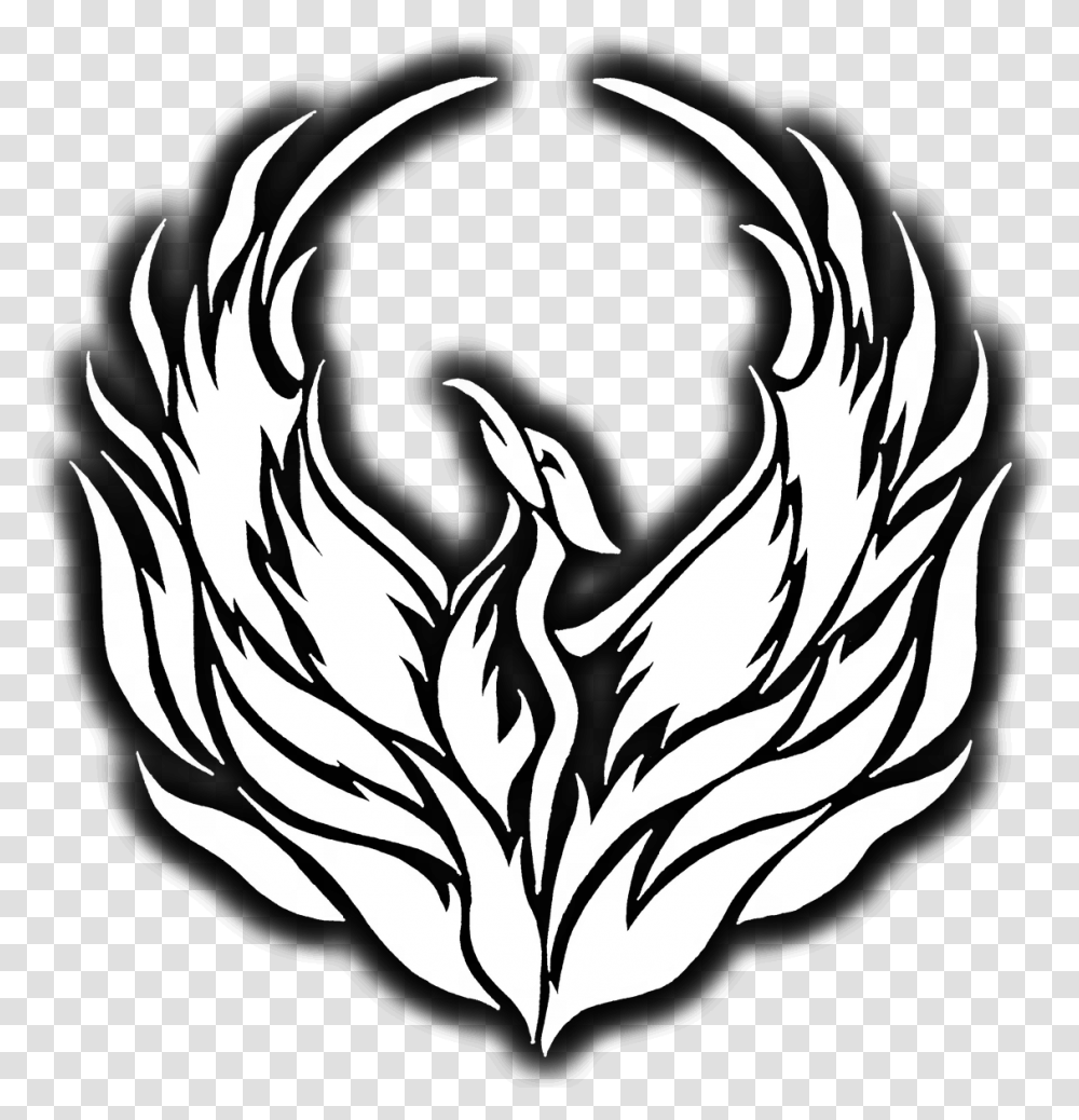 Drawing Phoenix Logo White Phoenix Logo, Dragon, Stencil Transparent Png