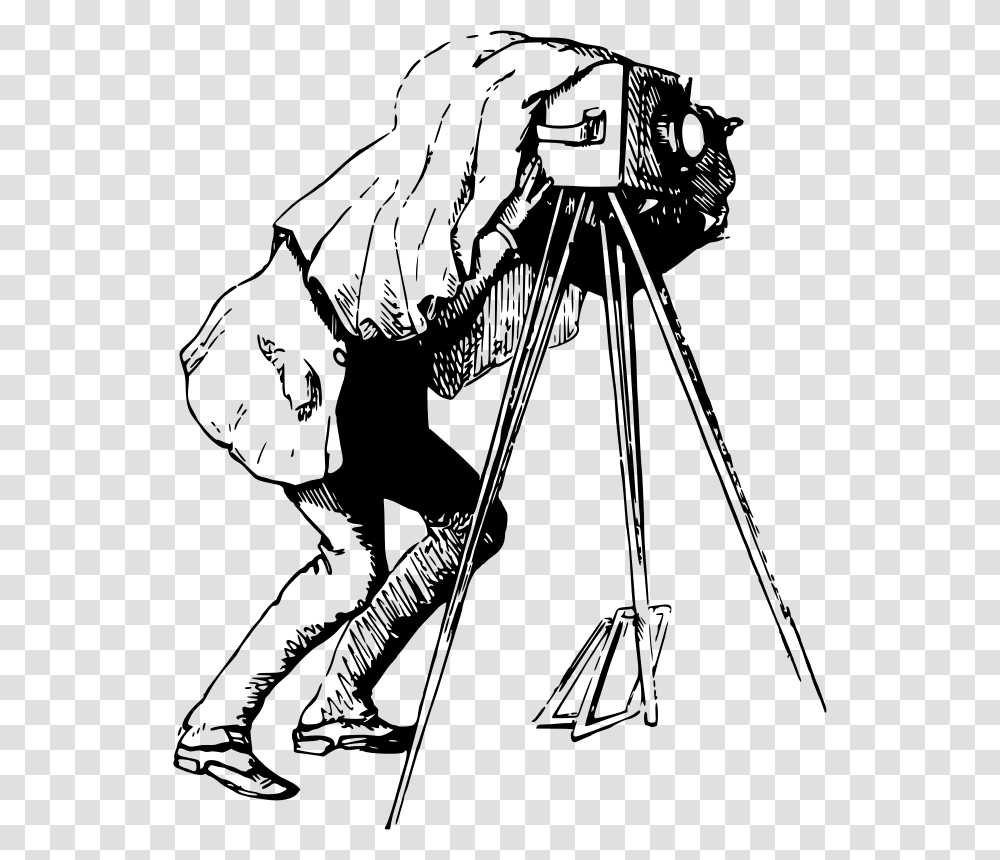 Drawing Photographer Camera Line Art Vintage Photographer Clipart, Gray Transparent Png