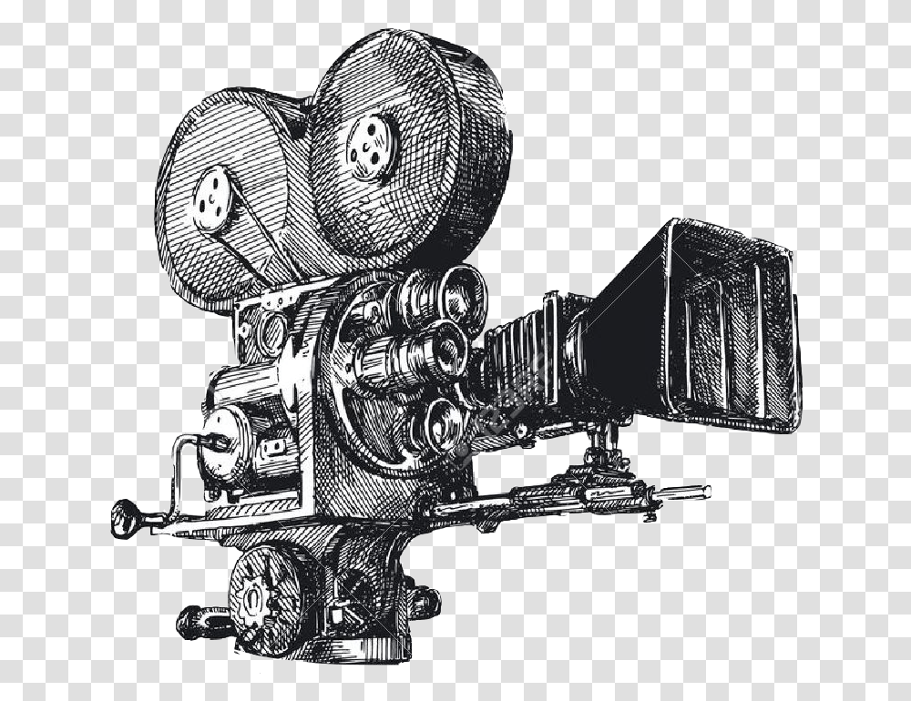 Drawing Photography Movie Camera Film Old Video Camera Drawing, Interior Design, Indoors, Projector, Electronics Transparent Png