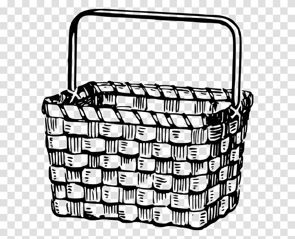 Drawing Picnic Baskets Line Art Fishing Basket, Gray, World Of Warcraft Transparent Png