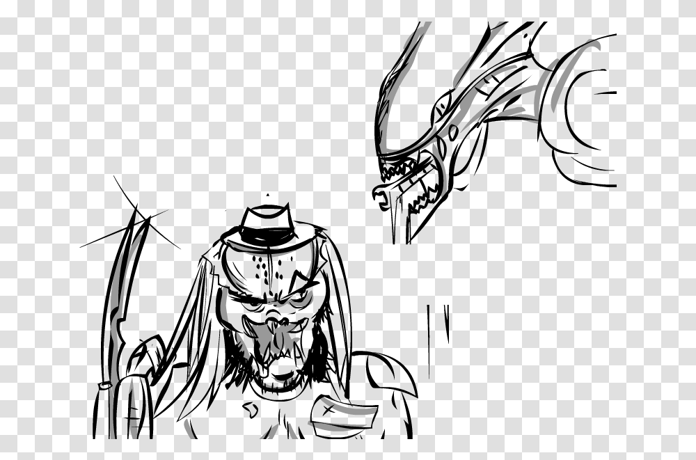 Drawing Predator Xenomorph Alien, Stencil, Pirate Transparent Png