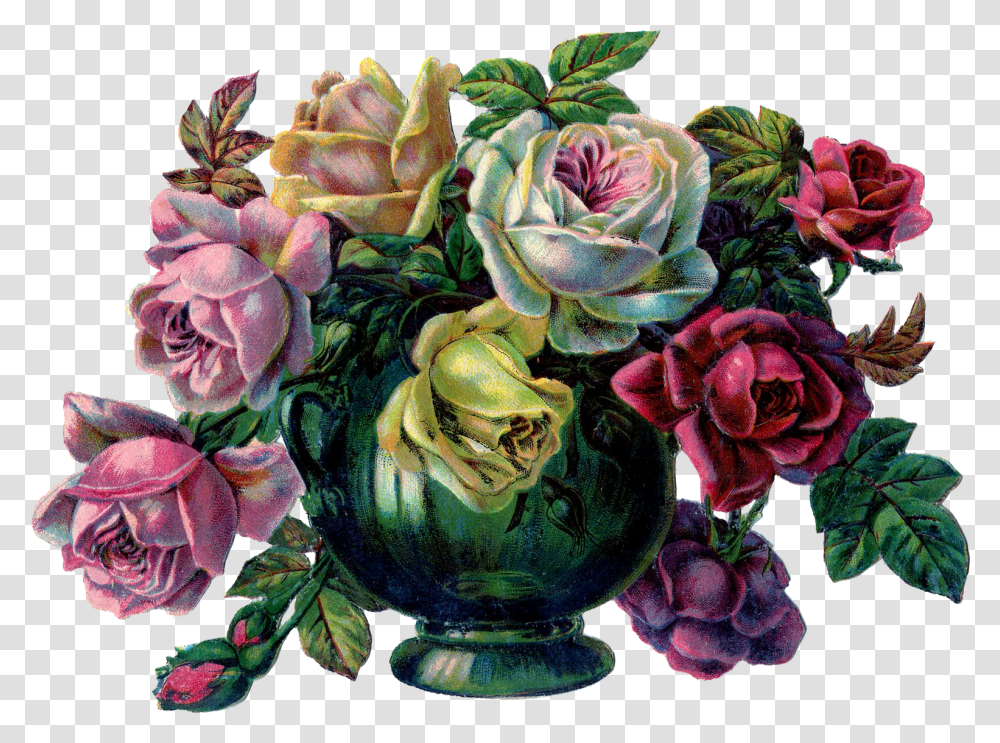 Drawing Quotroses In A Vasequot Flowers In Bowls, Plant, Floral Design, Pattern Transparent Png