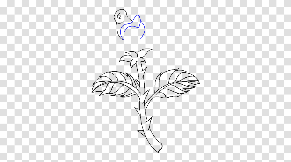 Drawing Rose Draw A Flower Stem With A Leaf, Logo, Trademark, Outdoors Transparent Png