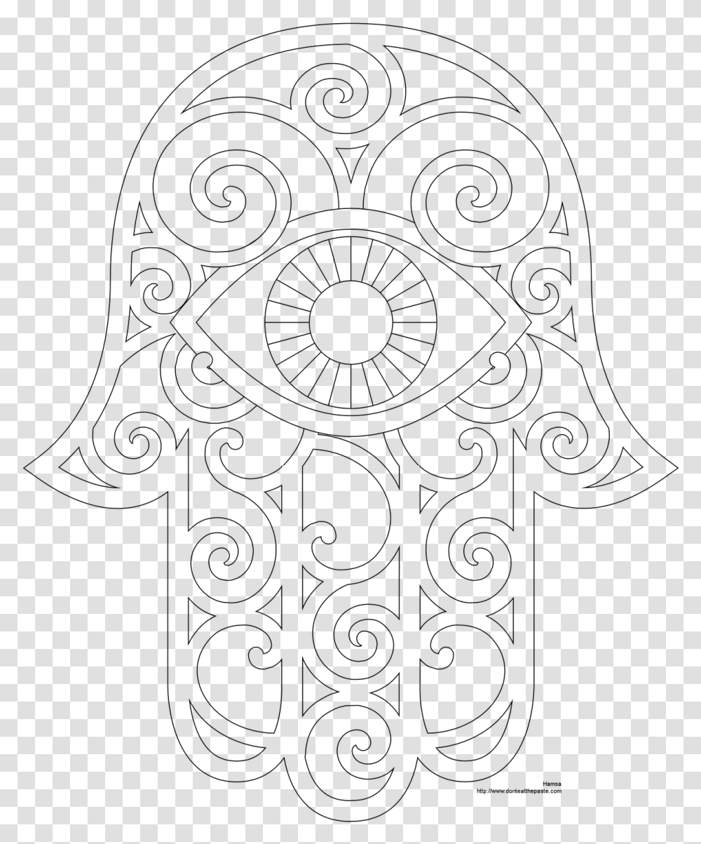 Drawing Scarf Diy Embroidery Designs Hamsa Hand Pattern, Gray, World Of Warcraft Transparent Png