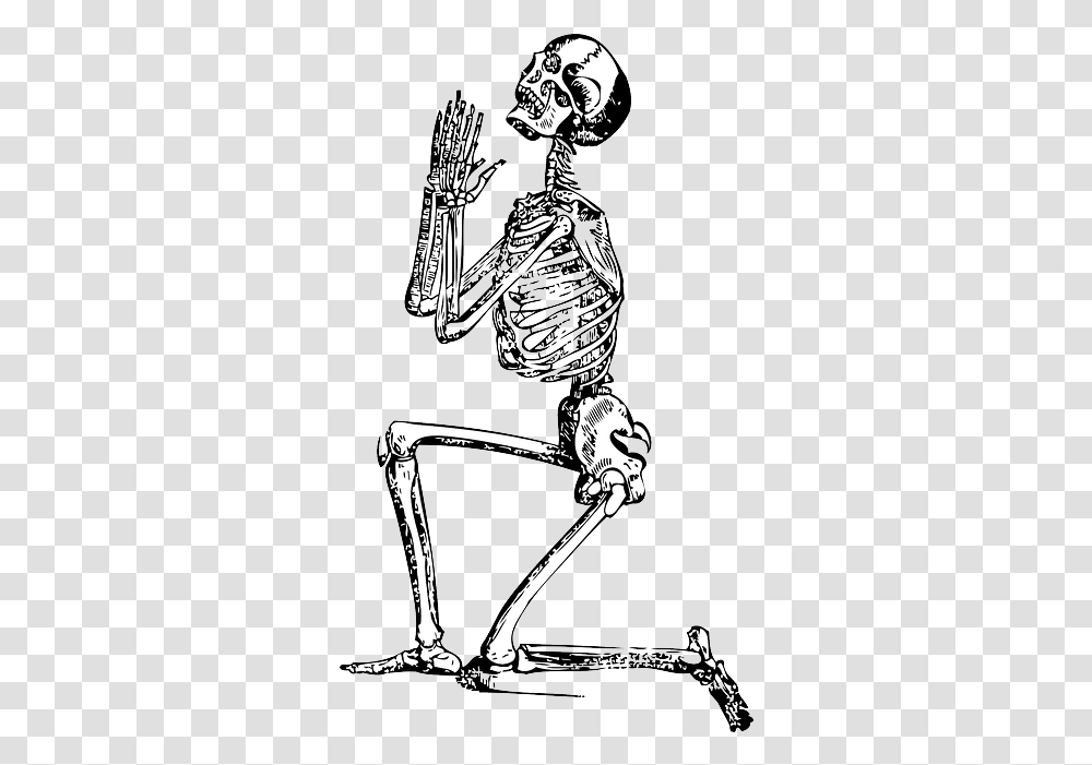 Drawing Sketch People Man Skeleton Praying, Leisure Activities, Sink Faucet Transparent Png